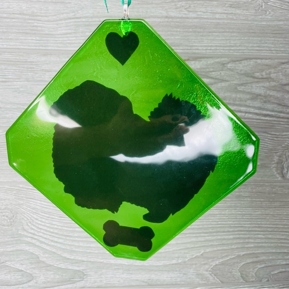 Stained glass sun catcher shih tzu dog coaster decoration orniment art handmade - Picture 2 of 5